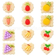 60Pcs 6 Style Opaque Resin Decoden Cabochons, Imitation Food, Cookies, Light Yellow, 20~22x20~22x6~7.3mm, 10pcs/style(CRES-CJ0001-50)