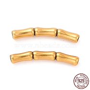925 Sterling Silver Tube Beads, Bamboop-shaped with Textured, Antique Golden, 18x4x2.5mm, Hole: 1.4mm, about 30Pcs/10g(STER-D036-26AG-02)