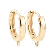 Brass Hoop Earring Findings, with Horizontal Loops, Real 18K Gold Plated, 15.5x13.5x2.5mm, Hole: 1.4mm, Pin: 0.8mm(KK-A168-25G)