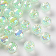 Transparent Acrylic Beads, Bead in Bead, AB Color, Round, Aquamarine, 9.5x9mm, Hole: 2mm(X-TACR-S152-15B-SS2111)