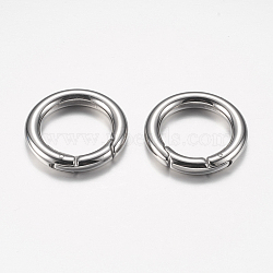304 Stainless Steel Spring Gate Rings, O Rings, Ring, Stainless Steel Color, 6 Gauge, 24x4mm, Inner Diameter: 16mm(STAS-O114-038P)