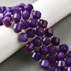 Natural Quartz Dyed Beads Strands, Faceted, with Seed Beads, Twist, Indigo, 10x9~10x9~10mm, Hole: 1mm, about 33~34pcs/strand, 15.04''~15.35''(38.2~39cm)(G-U023-A02-13)