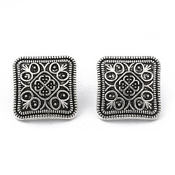 Zinc Metal Alloy Shank Buttons, Square, Antique Silver, 13x6.6mm, Hole: 2.2mm(BUTT-N0002-32AS)