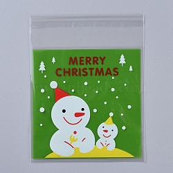 Christmas Cookie Bags, OPP Cellophane Bags, Self Adhesive Candy Bags, for Party Gift Supplies, Green, 13x10x0.01cm, 95~100pcs/bag(ABAG-I002-A01)