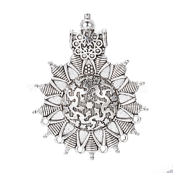 Tibetan Style Alloy Connector Rhinestone Settings, Chandelier Components Links, Flower, Antique Silver, Fit For 2mm rhinestone, 73.5x57x3~10mm, Hole: 2mm and 5.5~6mm(TIBEP-F072-14AS)