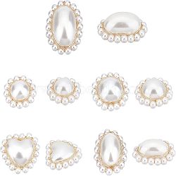 Nbeads 10Pcs 5 Style ABS Plastic Imitation Pearl Pendants, with Light Gold Plated Brass Wire Wrapped, Round & Heart  & Oval, Creamy White, 20~29x19~24x9~15mm, 2pcs/style(FIND-NB0002-48)