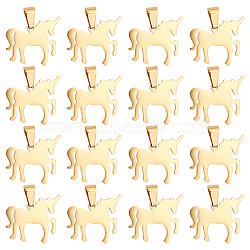 Unicraftale 20Pcs 304 Stainless Steel Pendants, Stamping Blank Tag, Laser Cut, Unicorn, Golden, 20x21x1.5mm, Hole: 3x5mm(STAS-UN0035-37)
