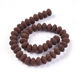 Natural Lava Rock Beads Strands, Dyed, Rondelle, Coconut Brown, 13~13.5x8.5~8.7mm, Hole: 2.5mm, about 46~47pcs/strand, 15.5 inch~15.94 inch(38.5~40.5cm)(G-I220-17A-07)