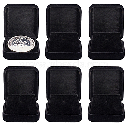 Square Velvet Medal Storage Boxes, Commemorative Coins Holder, Black, 5.8x5.3x2.45cm, Inner Diameter: 5x4.9cm(CON-WH0087-88)