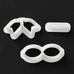 3Pcs Plastic Mold, Clay Cutters, Bowknot, White, 10.5~24x28~47.5x12mm(DIY-WH0308-634A)