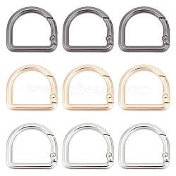 12Pcs 3 Colors Alloy Spring Gate Rings, D Ring, Mixed Color, 6 Gauge, 29.5x27.5x4mm, 4pcs/color(FIND-UN0003-21)