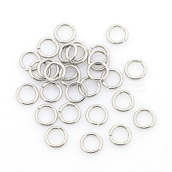 Tarnish Resistant 304 Stainless Steel Open Jump Rings, Stainless Steel Color, 5x0.9mm, about 3.2mm inner diameter, about 333pcs/20g(X-STAS-J013-5x0.9mm-01)