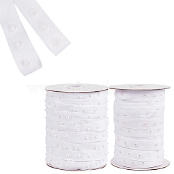 Polyester Ribbons, with Plastic Buttons, White, 18mm, Thick, 2mm and 4.5mm, about 50yard/Roll, 2rolls/set(OCOR-WH0032-15)