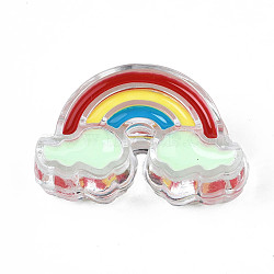 Transparent Acrylic Enamel Beads, Rainbow, Aquamarine, 16x26x9mm, Hole: 3.5mm(OACR-N130-026-01)
