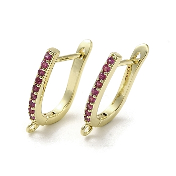 Brass Micro Pave Cubic Zirconia Hoop Earring Findings, Long-Lasting Plated, Golden, 19.5x2mm, Hole: 1.4mm, Pin: 0.9mm