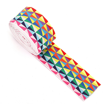 4 Yards Nylon Elastic Wide Band, Flat, Colorful, Triangle Pattern, 50x1.3mm