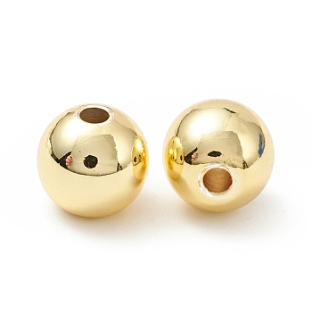 Rack Plating Brass Beads, Cadmium Free & Lead Free, Round, Real 18K Gold Plated, 7.8x7mm, Hole: 2mm