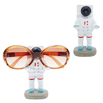 Opaque Resin Glasses Display Stands, Sunglasses Storage Holder, Spaceman shape, White, 5.3x5.8x11.4cm