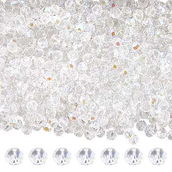 Electroplate Glass Beads Strands, AB Color Plated, Faceted, Rondelle, Clear, 6x5mm, Hole: 1mm, about 83~85pcs/strand, 38~39cm, 10 strands