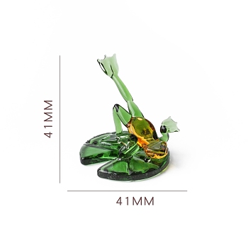 Glass Yoga Frog Figurines Statues for Home Office Desktop Decoration, Green, 41x41mm