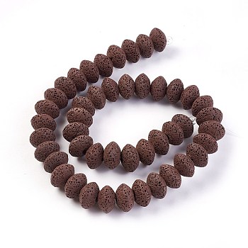 Natural Lava Rock Beads Strands, Dyed, Rondelle, Coconut Brown, 13~13.5x8.5~8.7mm, Hole: 2.5mm, about 46~47pcs/strand, 15.5 inch~15.94 inch(38.5~40.5cm)
