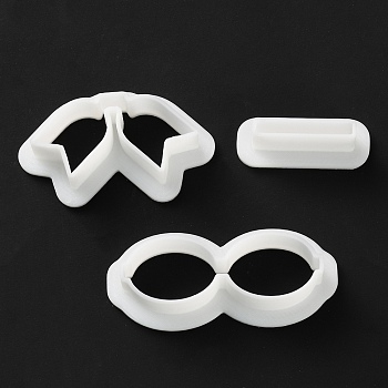 3Pcs Plastic Mold, Clay Cutters, Bowknot, White, 10.5~24x28~47.5x12mm