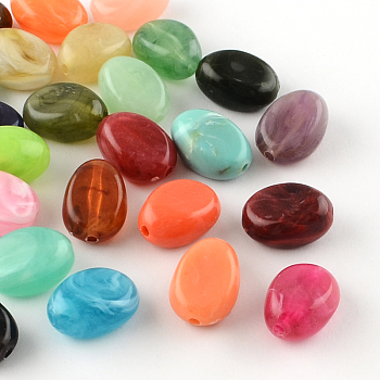 Oval Imitation Gemstone Acrylic Beads, Mixed Color, 18x13x9.5mm, Hole: 2mm, about 310pcs/500g