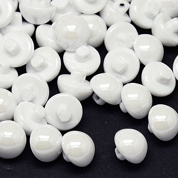 Taiwan Acrylic Shank Buttons, Full Pearl Luster, 1-Hole, Dome, WhiteSmoke, 8x8mm, Hole: 1mm