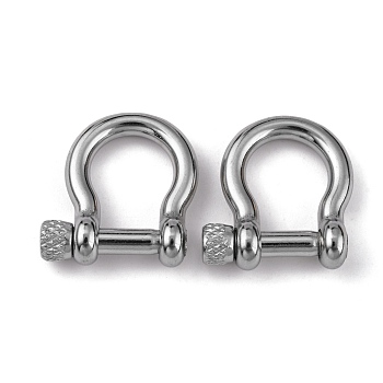 304 Stainless Steel D-Ring Anchor Shackle Clasps, for Bracelets Making, Stainless Steel Color, 24x21~23x6~7mm