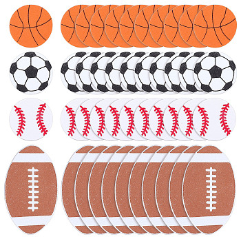 CHGCRAFT 150pcs 3 style Sponge Sports Balls Stickers, with Adhesive Back, for Sports Ball Themed Party Decor Supplies, Mixed Color, 30~68x30~38x2mm, 50pcs/style