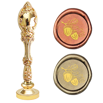 Brass Wax Seal Stamp, with Alloy Handles, for DIY Scrapbooking, Fruit Pattern, Stamp: 25x14mm, Handle: 91.5x22.5x13.5mm
