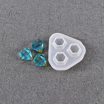 Silicone Molds, Resin Casting Molds, For UV Resin, Epoxy Resin Jewelry Making, Diamond, White, 42x44.5x19mm, Inner Diameter: 10x1mm