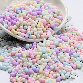 Macaron Color Opaque Frosted Glass Seed Beads, Peanut, Colorful, 6x3x3mm, Hole: 1.2mm, about 6250pcs/pound