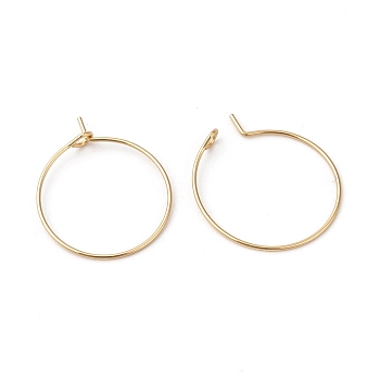 316L Surgical Stainless Steel Hoop Earring Findings, Wine Glass Charms Findings, Real 18K Gold Plated, 20x0.8mm, 20 Gauge