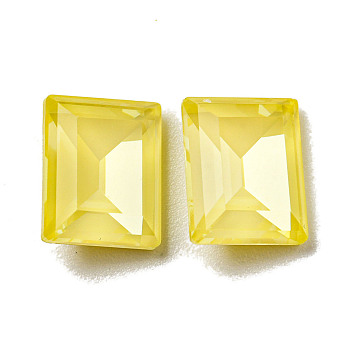 Glass Rhinestone Cabochons, Point Back & Back Plated, Faceted, Rectangle, Jonquil, 10x8x5mm