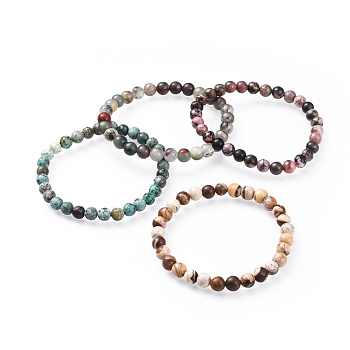 Natural Gemstone Stretch Bracelets, 2 inch(5.2cm)