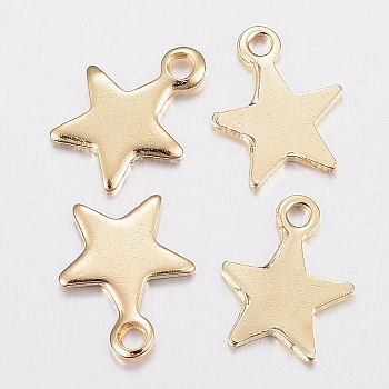 304 Stainless Steel Charms, Star, Golden, 10x8x1mm, Hole: 1.2mm