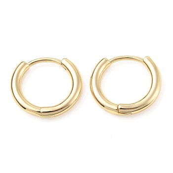 Brass Huggie Hoop Earrings, Light Gold, 12 Gauge, 13x14x2mm, Pin: 0.8mm