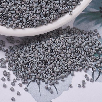 MIYUKI Delica Beads, Cylinder, Japanese Seed Beads, 11/0, (DB0882) Matte Opaque Gray AB, 1.3x1.6mm, Hole: 0.8mm, about 20000pcs/bag, 100g/bag