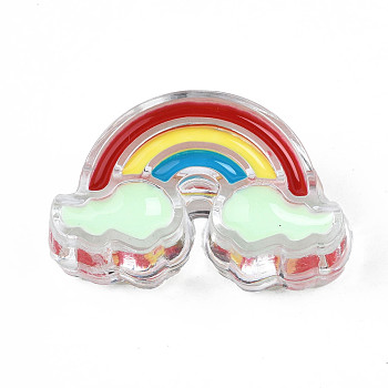 Transparent Acrylic Enamel Beads, Rainbow, Aquamarine, 16x26x9mm, Hole: 3.5mm