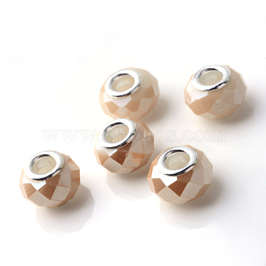 Blanched Almond Rondelle Glass+Brass Core European Beads