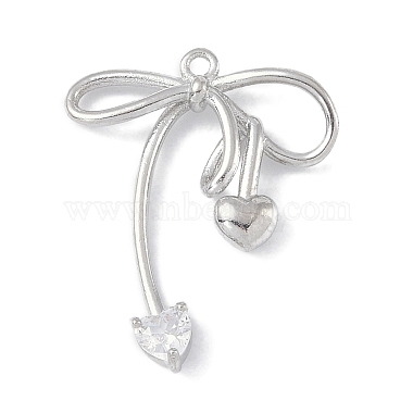 Platinum Clear Bowknot Brass+Cubic Zirconia Pendants