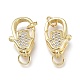 Brass Micro Pave Clear Cubic Zirconia Lobster Claw Clasps(ZIRC-Q024-19G)-2