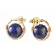 Natural Lapis Lazuli Round Beads Stud Earrings for Girl Women(EJEW-JE04666-01)-2