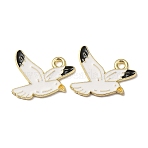 Ocean Alloy Enamel Pendants, Golden, Sea Mew Charms, 16x19x1mm, Hole: 1.8mm(ENAM-B041-01D)