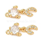 Brass Micro Pave Cubic Zirconia Pendants, Goldfish Charms, Nickel Free, Real 18K Gold Plated, Clear, 19x8x4mm, Hole: 1.2mm(KK-A281-15G)