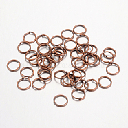 Iron Open Jump Rings, Nickel Free, Red Copper, 21 Gauge, 6x0.7mm, Inner Diameter: 4.6mm, about 550pcs/50g(X-IFIN-A018-6mm-R-NF)