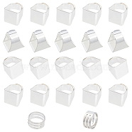 PANDAHALL ELITE Square Brass Finger Rings, Wide Band Rings, with Brass Rings, Assistant Tool, Platinum & Silver, 22pcs/box(RJEW-PH0001-03)