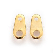 201 Stainless Steel Chain Tabs, Chain Extender Connectors, Golden, 8x4x0.5mm, Hole: 1mm and 1.8mm(X-STAS-I100-30A-G)