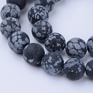 Natural Snowflake Obsidian Beads Strands, Frosted, Round, 6~6.5mm, Hole: 1mm, about 63pcs/strand, 15.5 inch(X-G-Q462-6mm-10)